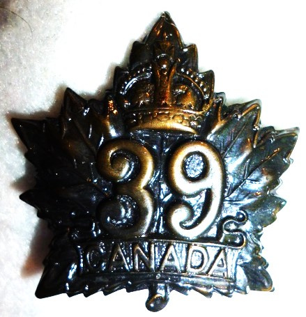 39th Battalion (Belleville, Ontario) Cap Badge       